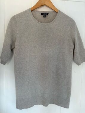 Saks Fifth Avenue women Light Gray Crewneck Short-Sleeve Sweater